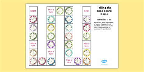 Telling The Time Oclock Board Game Telling The Time Board Game Ks1 O