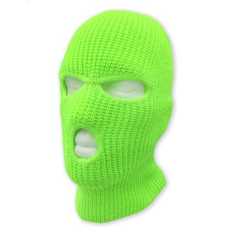 Lime Neon Green 3 Hole Beanie Face Mask Ski Warm Thermal Knitted