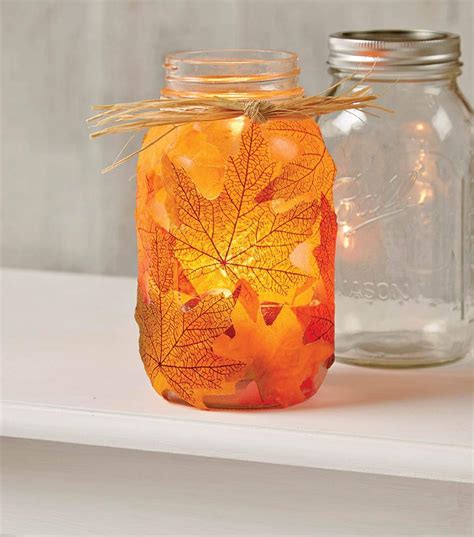Fall Leaves Jar Joann Jo Ann Mason Jar Crafts Mason Jar Projects