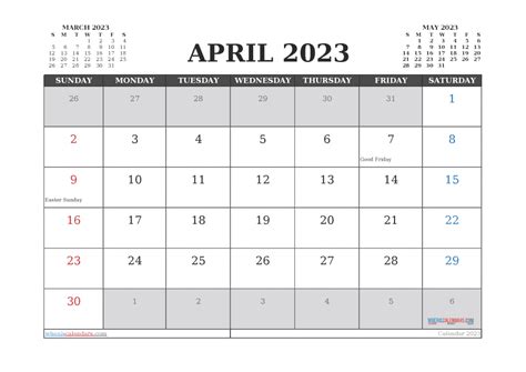 Download Free April 2023 Calendar Printable Pdf In Landscape And Portrait