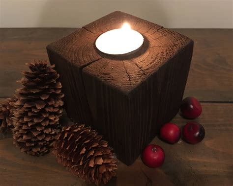 Rustic Reclaimed Wood Tealight Candle Holder Tea Light Candles