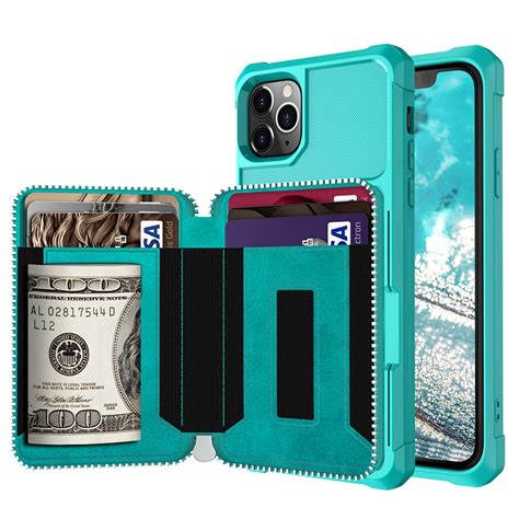 Dteck Wallet Case For Iphone 11 Pro Max Zipper Wallet Case With Credit