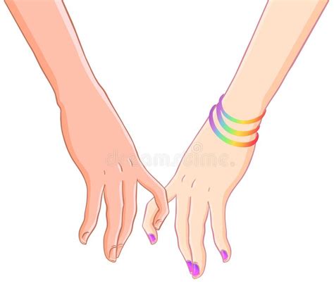 Two Women Holding Hands Isolated On White Lesbian Couple Stock Vector