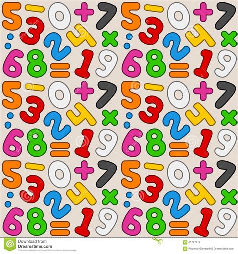 Colorful Numbers Seamless Pattern Stock Vector Illustration Of