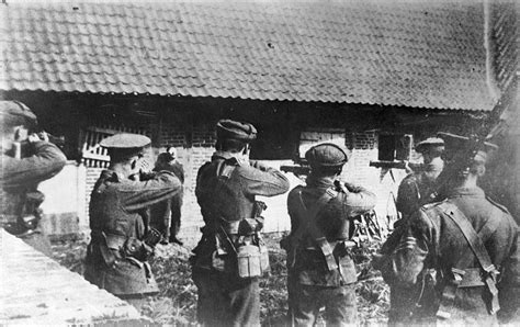 A British Firing Squad Prepares To Execute A German Spy Somewhere On
