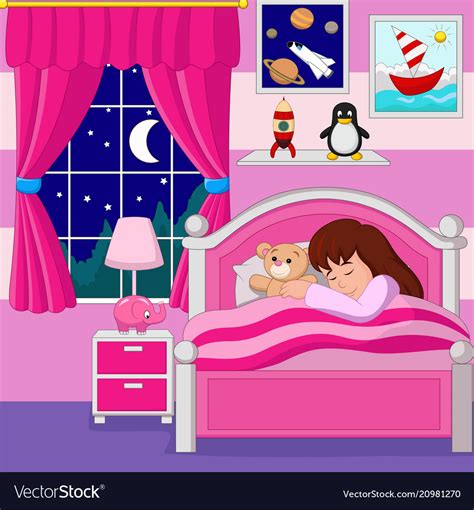 cartoon girl in bed sleeping