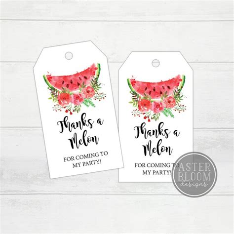 Watermelon Favor Tags Watermelon Party Tags One In A Melon Printable