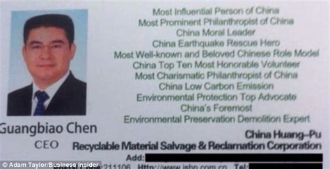 amazing business card of eccentric chinese millionaire chen guanbiao daily mail online