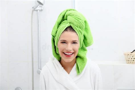 Teen Girl In Bathroom Stock Image Image Of Beautiful 20505093