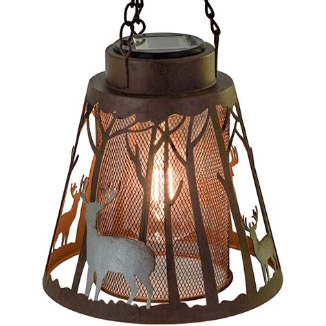 Deer Led Lantern Lights Decorative Metal Round Holder And Hanging Lantern For Indoor Outdoor By