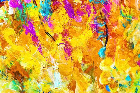 Colorful Abstract Oil Painting Art Background Texture Of Canvas And