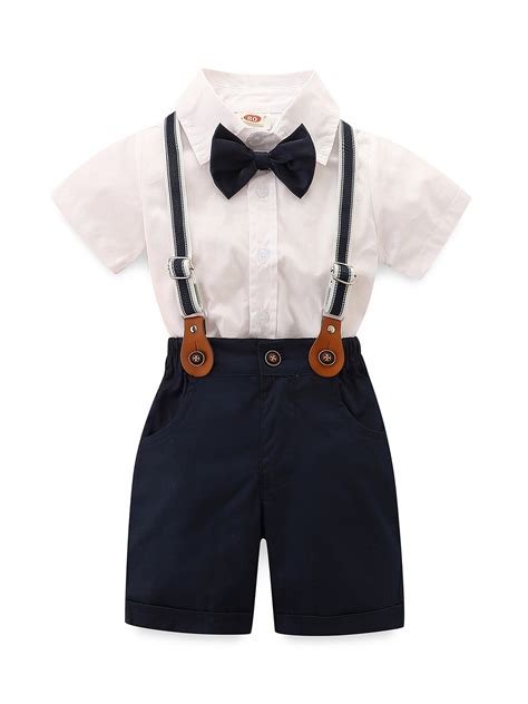 Newborn Baby Boys Gentleman Outfits Suits Short Sleeve Bow Tie Romper
