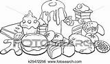 Coloring Sweets Clip Clipart Fotosearch Illustration Cakes Cookies Sweet Cartoon Csp300 sketch template