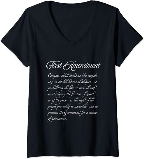 Womens First Amendment United States Constitution V Neck T Shirt Clothing Shoes