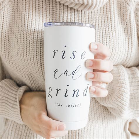 Travel Mug Rise And Grind Coffee Mug Coffee Lover Etsy