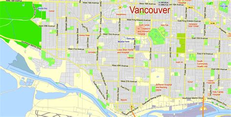 Vancouver Metro Area Pdf Map Canada Exact Vector Map Street G View