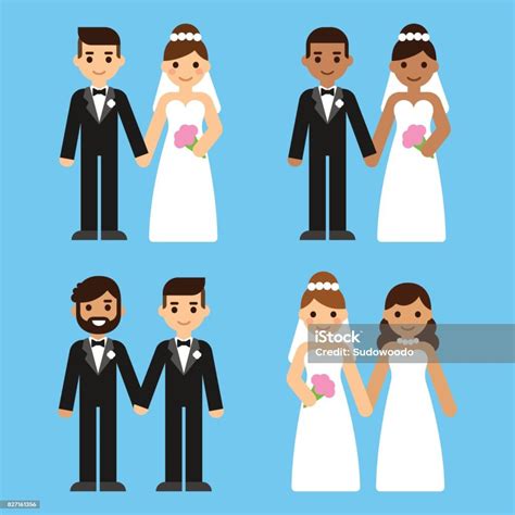 Cartoon Wedding Couples Set Stock Illustration Download Image Now