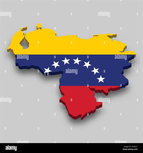 Mapa Isométrico 3d De Venezuela Con Bandera Nacional Ilustración