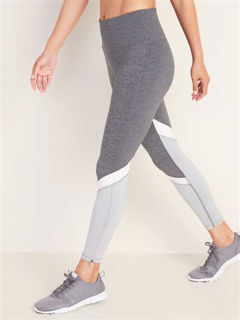 High Waisted Elevate Color Block 7 8 Length Compression Leggings For