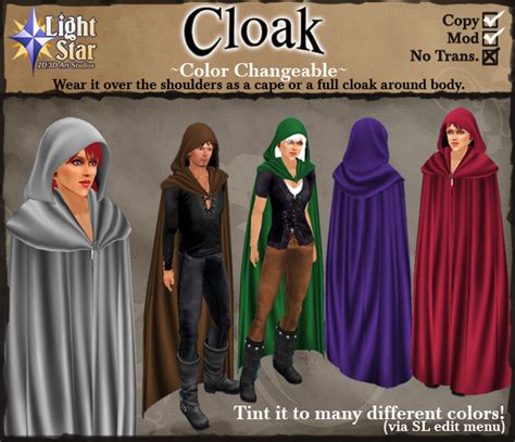 Second Life Marketplace Lightstar Cloak Color Changeable