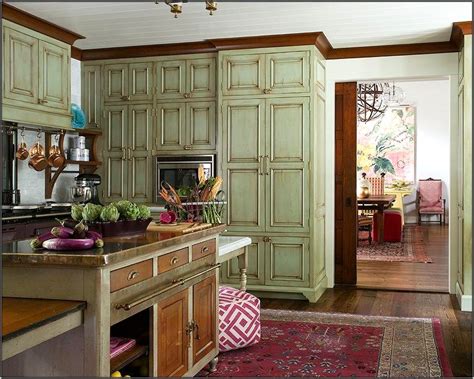 Antique Green Kitchen Cabinets Cabinet Home Decorating Ideas