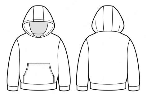 Sudadera Con Capucha Para Plantilla De Ropa De Vector De Dibujo Plano