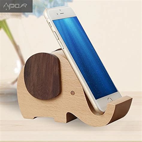 Cell Phone Stand Wood Made Elephant For Smartphone With Pen Holder