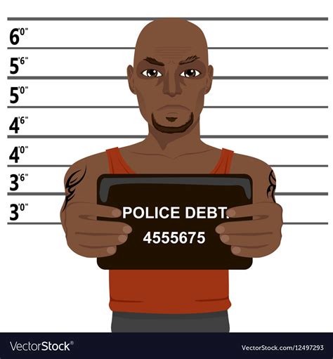 African American Criminal Holding Mugshot Vector Image