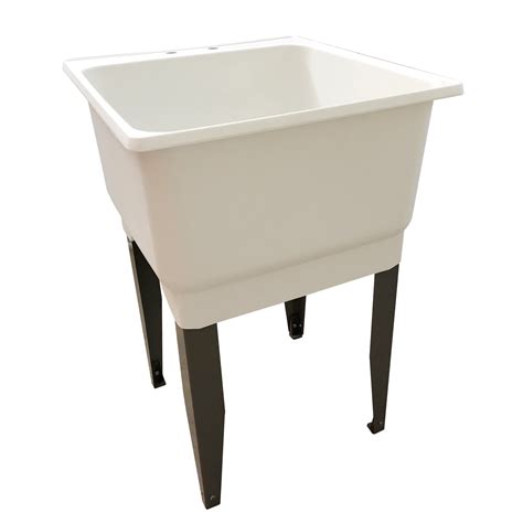 buy free standing laundry tub white utility sink basin fixture with floor grey steel legs 23 in