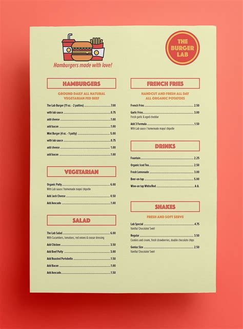 Full ui design rework updated usability issues in menu minor bug fixes. » THE BURGER LAB on Behance in 2020 | Menu board ...