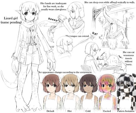 Abubu Original Translated Girls Chameleon Character Sheet Horns Monster Girl Multiple