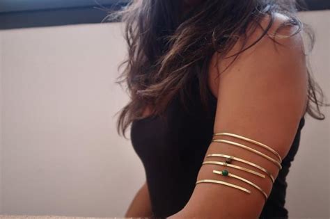 Armlet Style Armband Upper Arm Jewelry Gold Hammered Etsy Arm Bracelets Upper Arm