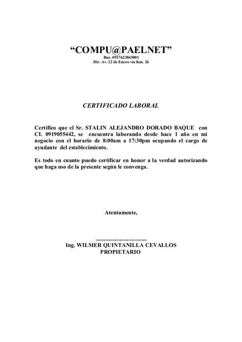 Formato De Certificacion Laboral Assistente Administrativo