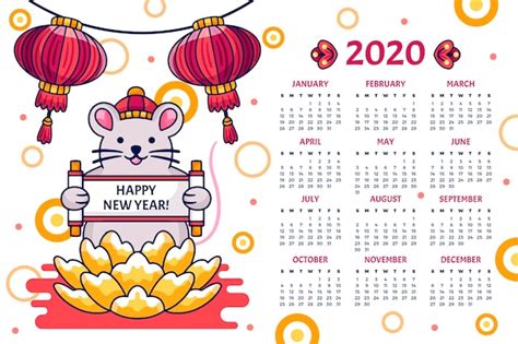 Free Vector Hand Drawn Chinese New Year Calendar