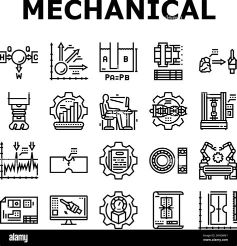 Mechanical Technology Engineer Icons Set Vector Stock Vector Image