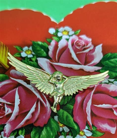 Goldtone Guardian Angel Vintage Pin Brooch Oldstock N Gem