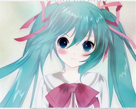 Hatsune Miku Vocaloid Blue Hair Ribbon Blue Eyes Wallpapers Hd
