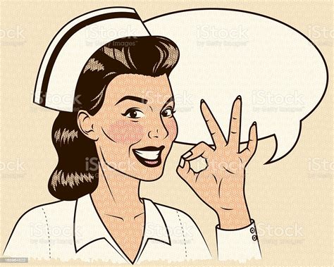 Retro Nurse Giving Ok Sign With Speech Bubble Stock Vector Art And More