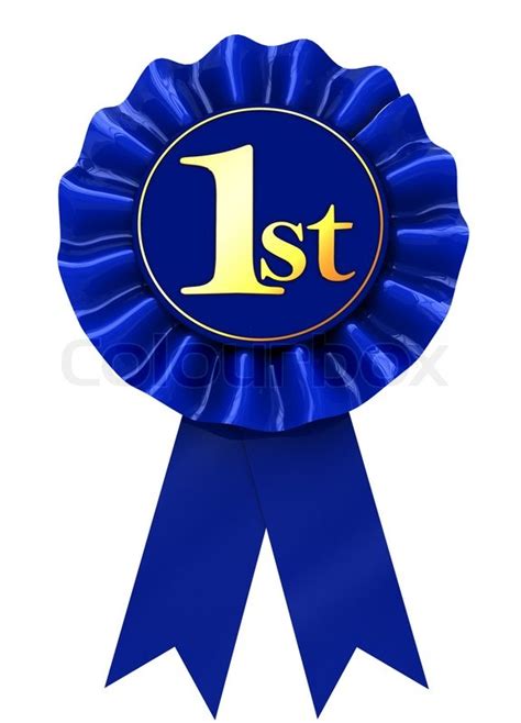 3d Illustration Of First Place Blue Ribbon Over White Background