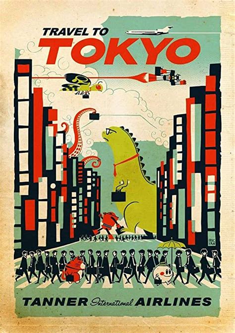 Poster Affiche Tokyo Vintage Travel Rétro Print Amazonfr Cuisine Et