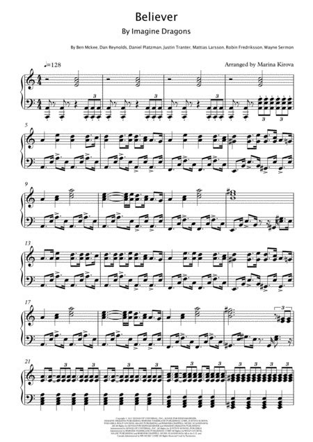 Believer By Imagine Dragons Advanced Level Easy To Read Format Music
