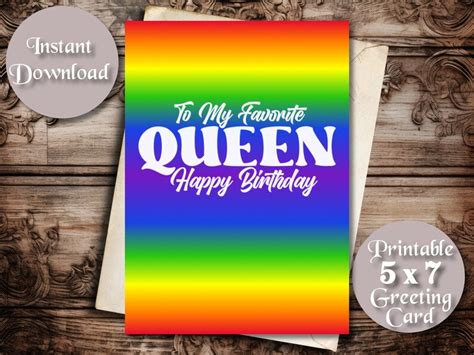 To My Favorite Queen Happy Birthday Rainbow Printable Etsy