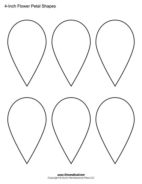 Printable Free Paper Flower Petal Templates