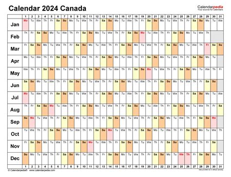 Canada Calendar 2024 Free Printable Pdf Templates