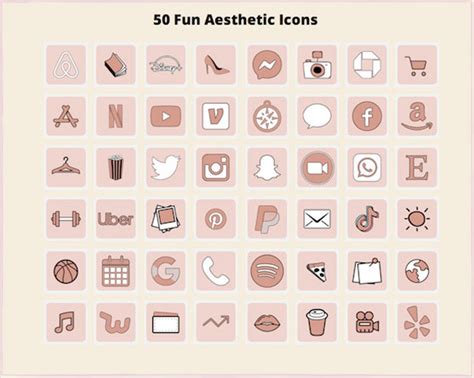Ios 14 Pink Aesthetic App Icons For Iphone Home Screen 50 Etsy