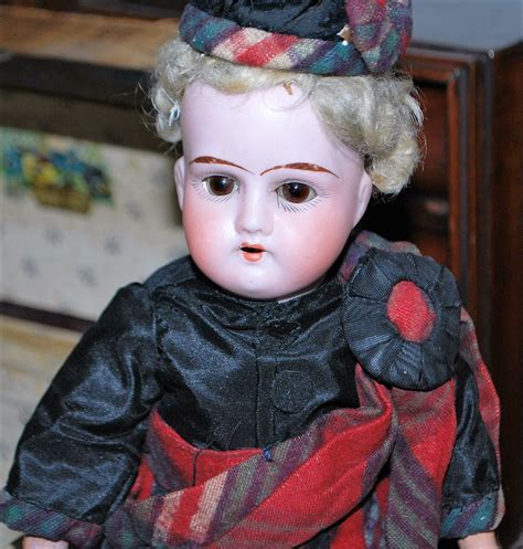 German Doll With The Original Trunk And Bag Pipes From Antiqueworldusa