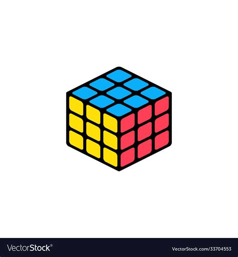 Rubiks Cube 3d Combination Puzzle Line Art Icon Vector Image
