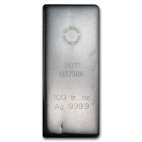 Buy 100 Oz Silver Bar Royal Canadian Mint 20119999 Fine Apmex