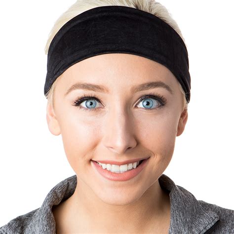 Hipsy Womens Adjustable Spandex Xflex Crushed Black Headban