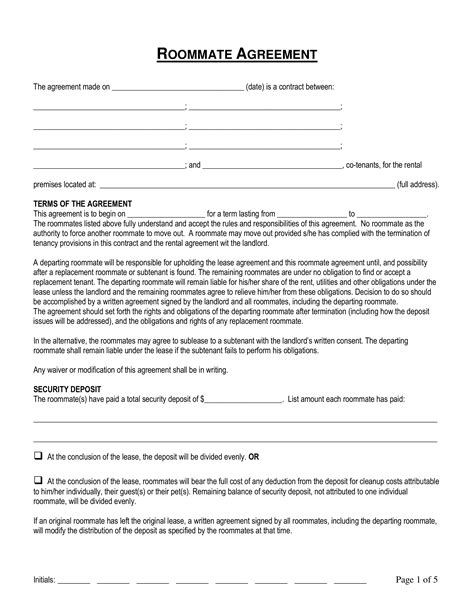 This is the agreed price for the lease of the property * the duration the duration of the leases is different depending on the type of contract you sign. Free Connecticut Roommate (Room Rental) Agreement Form - Word | PDF - eForms